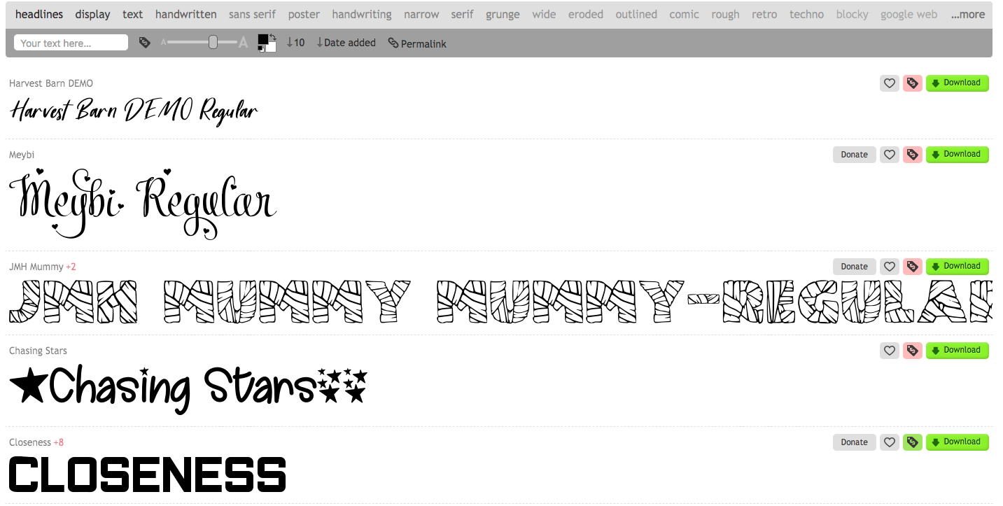 1001fonts homepage for fonts