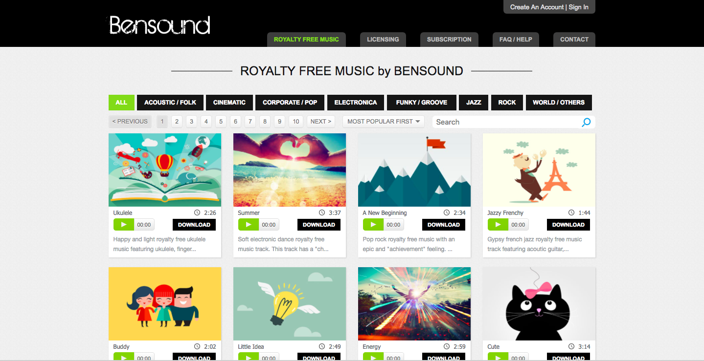 royalty-free music from bensound