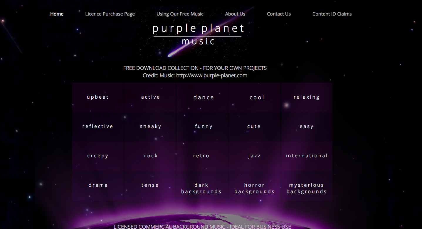 royalty-free music from purpleplanet