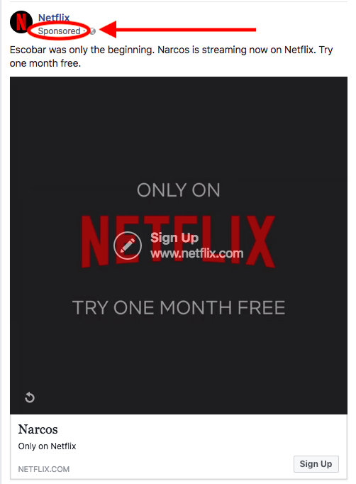 Facebook video ad by netflix