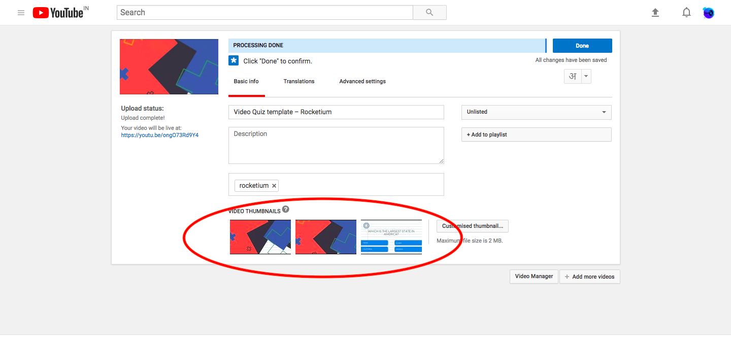 How to add thumbnail for new video in YouTube