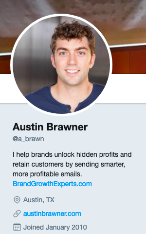 Austin Brawner's Twitter account