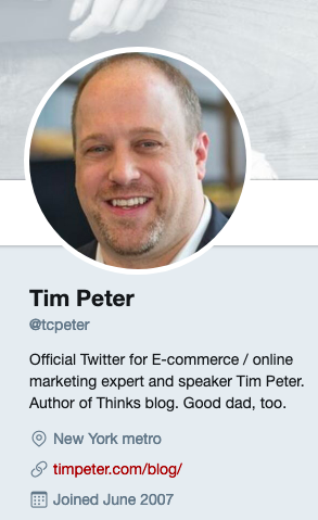Tim Peter's Twitter account