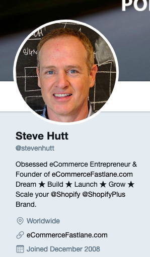 Steve Hutt's Twitter account