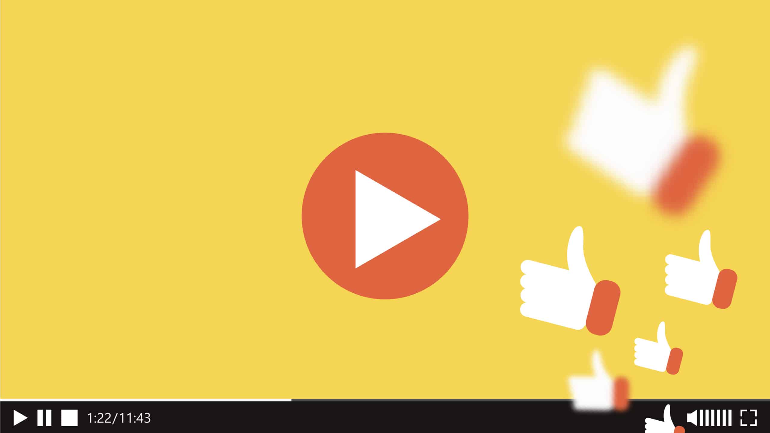 Video marketing symbolized by thumbs up and play button