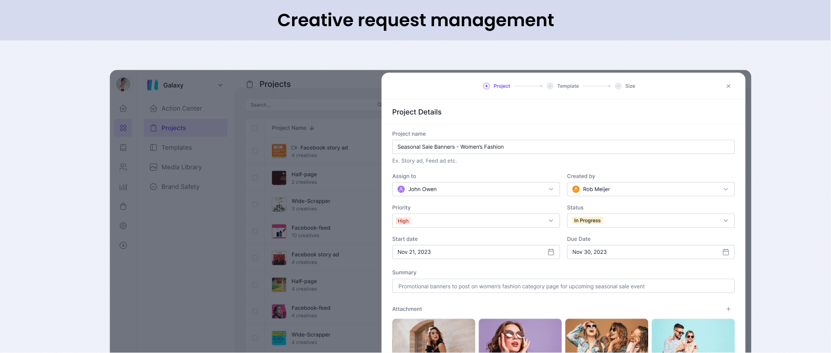 Creative request management